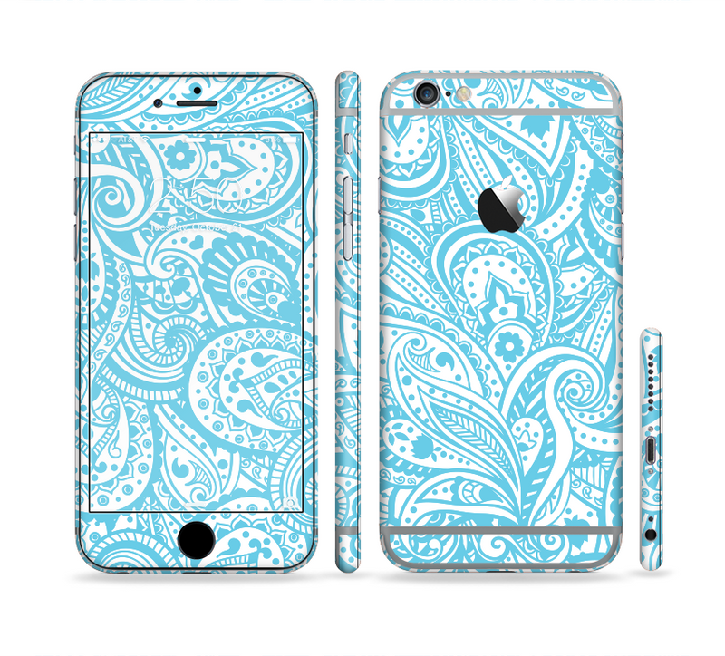 The Light Blue Paisley Floral Pattern V3 Sectioned Skin Series for the Apple iPhone 6/6s