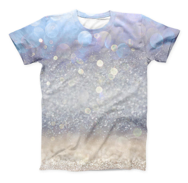 The Light Blue and Tan Unfocused Orbs of Light ink-Fuzed Unisex All Over Full-Printed Fitted Tee Shirt