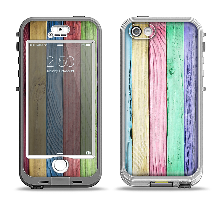 The Light Color Planks Apple iPhone 5-5s LifeProof Nuud Case Skin Set