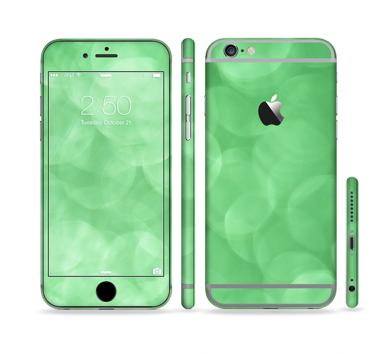 The Light Green Unfocused Orbs Sectioned Skin Series for the Apple iPhone 6/6s