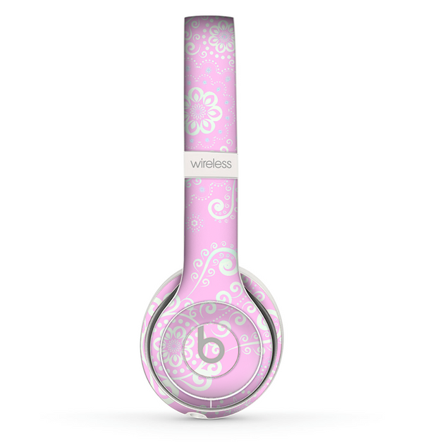 The Light Pink & White Lace Pattern Skin Set for the Beats by Dre Solo 2 Wireless Headphones