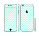 The Light Teal & White Sharp Chevron Sectioned Skin Series for the Apple iPhone 6/6s Plus