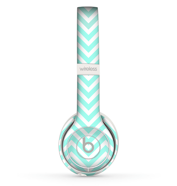 The Light Teal & White Sharp Chevron Skin Set for the Beats by Dre Solo 2 Wireless Headphones