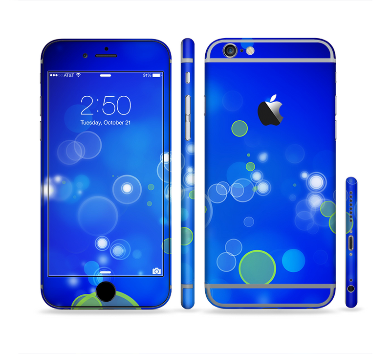 The Lime Green & Blue Unfocused Cells Sectioned Skin Series for the Apple iPhone 6/6s