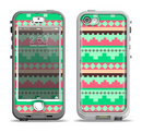 The Lime Green & Coral Tribal Ethic Geometric Pattern Apple iPhone 5-5s LifeProof Nuud Case Skin Set