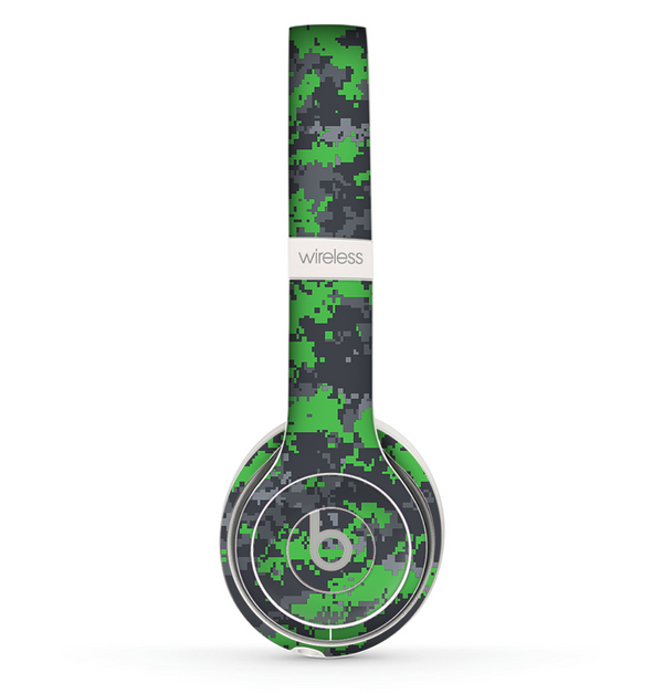 The Lime Green and Gray Digital Camouflage Skin Set for the Beats by Dre Solo 2 Wireless Headphones