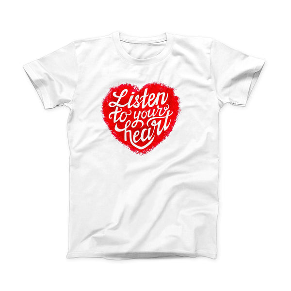 The Listen To Your Heart ink-Fuzed Front Spot Graphic Unisex Soft-Fitted Tee Shirt