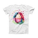 The Love, Cupcakes and Watercolor ink-Fuzed Front Spot Graphic Unisex Soft-Fitted Tee Shirt