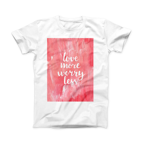 The Love More Worry Less ink-Fuzed Front Spot Graphic Unisex Soft-Fitted Tee Shirt