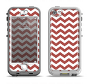 The Maroon & White Chevron Pattern Apple iPhone 5-5s LifeProof Nuud Case Skin Set
