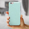 The Mint and White Vertical Stripes iPhone 6/6s or 6/6s Plus 2-Piece Hybrid INK-Fuzed Case