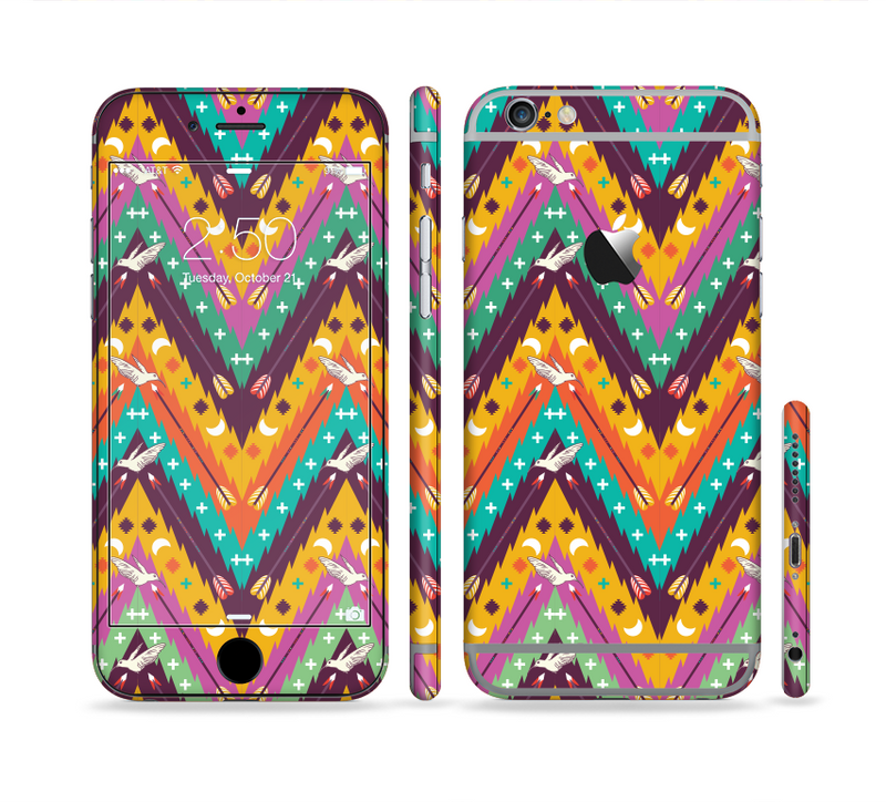 The Modern Colorful Abstract Chevron Design Sectioned Skin Series for the Apple iPhone 6/6s Plus