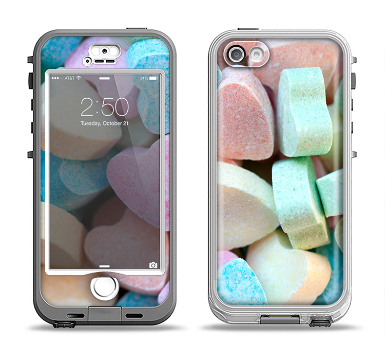 The Multicolored Candy Hearts Apple iPhone 5-5s LifeProof Nuud Case Skin Set