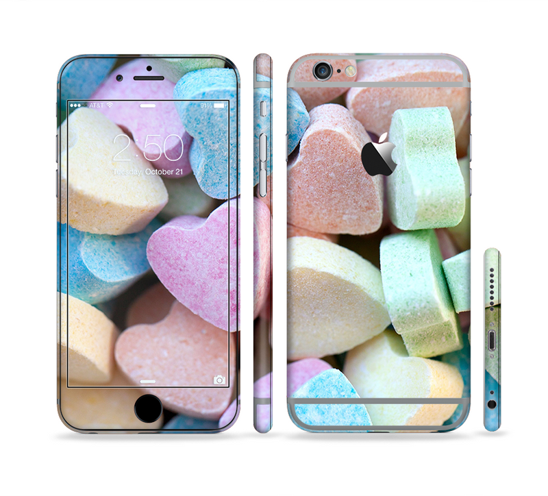 The Multicolored Candy Hearts Sectioned Skin Series for the Apple iPhone 6/6s Plus