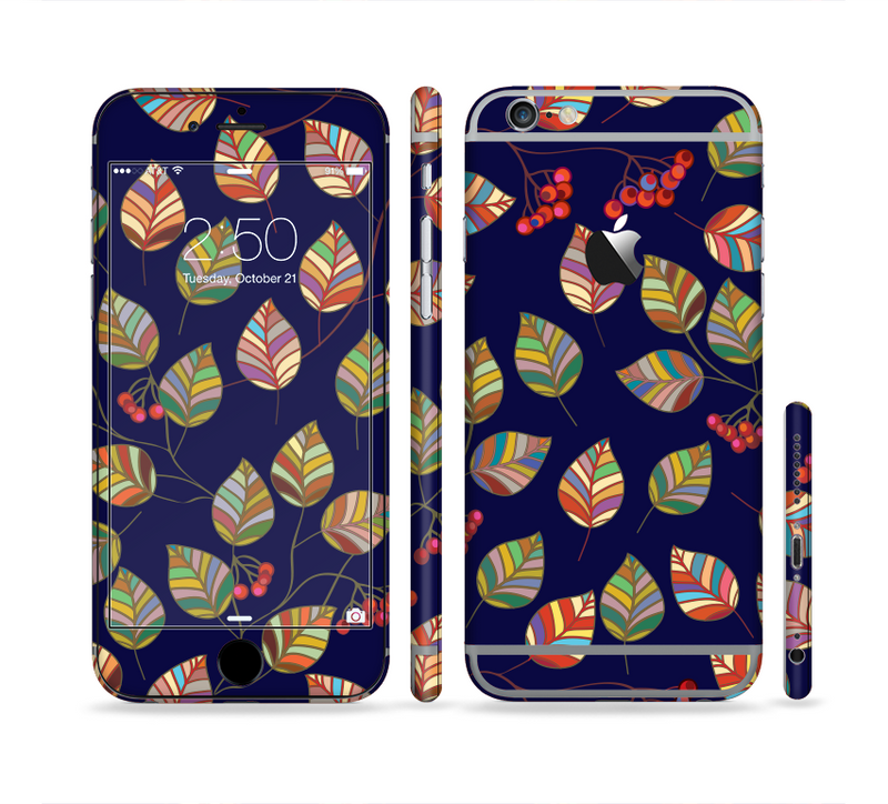 The Multicolored Leaves Pattern v32 Sectioned Skin Series for the Apple iPhone 6/6s Plus