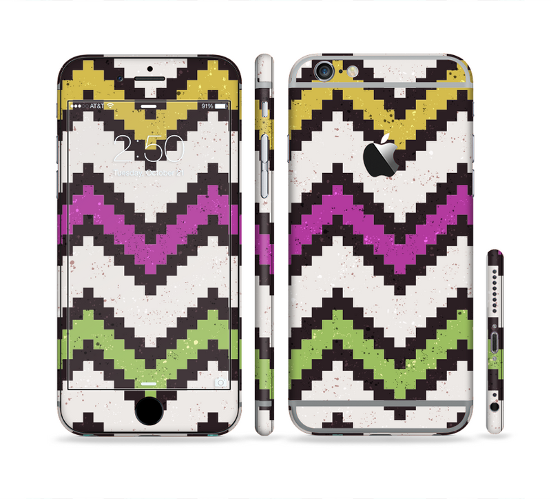 The Multicolored Pixelated ZigZag CHevron Pattern Sectioned Skin Series for the Apple iPhone 6/6s