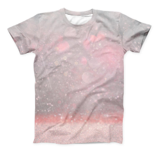 The Muted Pink and Grunge Shimmering Orbs ink-Fuzed Unisex All Over Full-Printed Fitted Tee Shirt