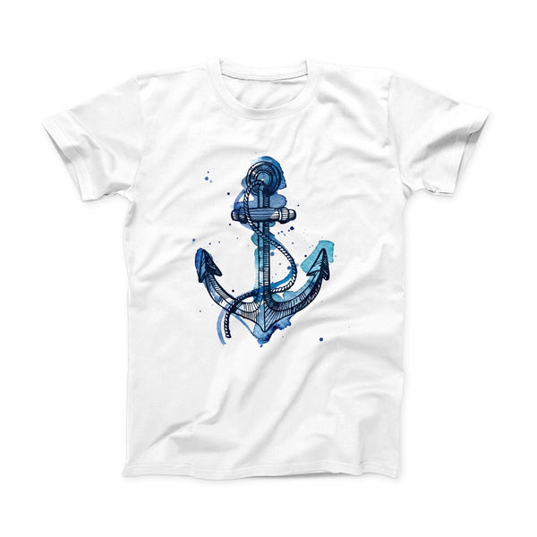 The Nautical Watercolor Anchor ink-Fuzed Front Spot Graphic Unisex Soft-Fitted Tee Shirt