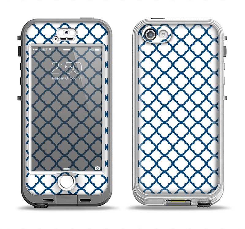 The Navy & White Seamless Morocan Pattern V2 Apple iPhone 5-5s LifeProof Nuud Case Skin Set