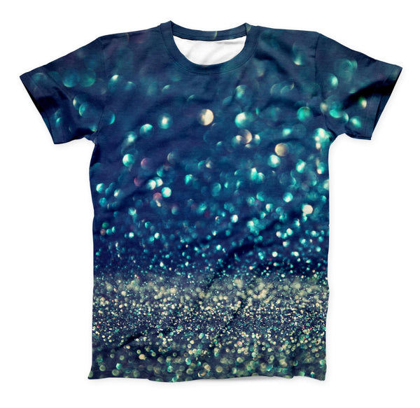The Navy and Gold Unfocused Sparkles of Light ink-Fuzed Unisex All Over Full-Printed Fitted Tee Shirt