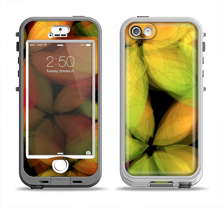 The Neon Blurry Translucent Flowers Apple iPhone 5-5s LifeProof Nuud Case Skin Set