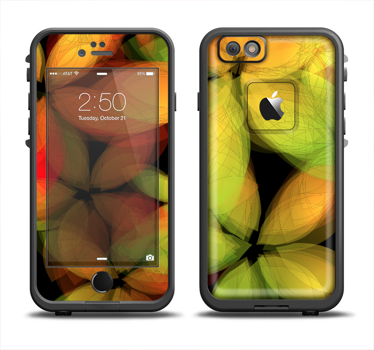 The Neon Blurry Translucent Flowers Apple iPhone 6/6s LifeProof Fre Case Skin Set