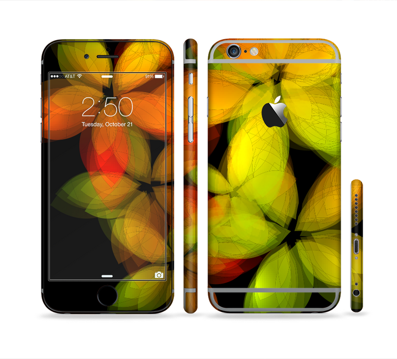 The Neon Blurry Translucent Flowers Sectioned Skin Series for the Apple iPhone 6/6s