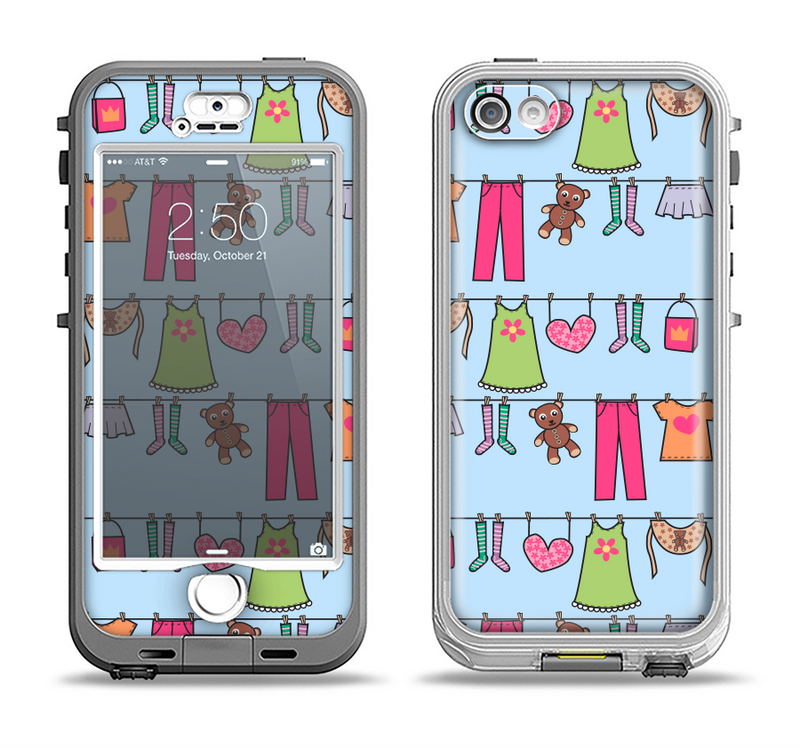 The Neon Clothes Line Pattern Apple iPhone 5-5s LifeProof Nuud Case Skin Set