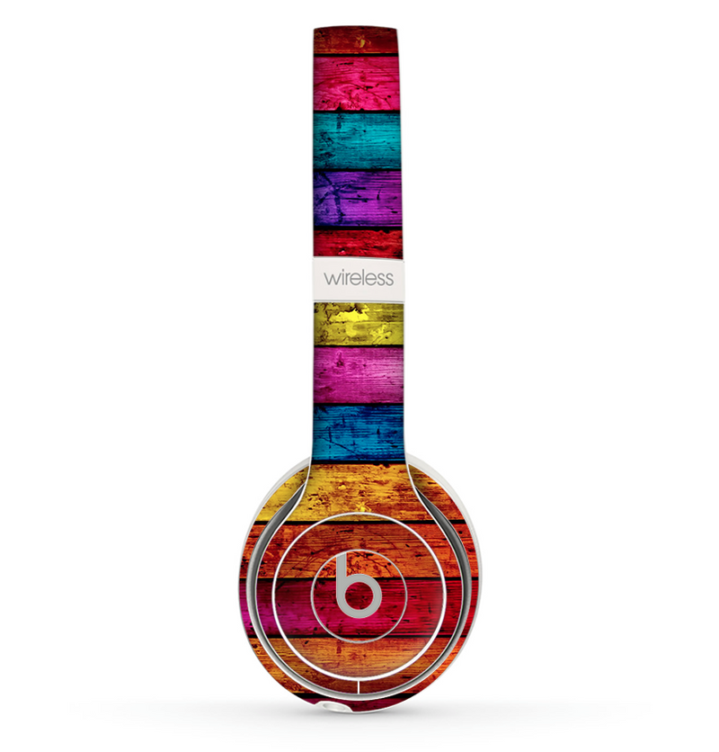 The Neon Color Wood Planks Skin Set for the Beats by Dre Solo 2 Wireless Headphones