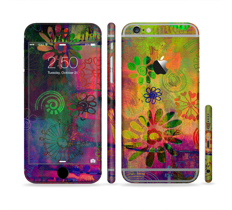 The Neon Colored Grunge Surface Sectioned Skin Series for the Apple iPhone 6/6s