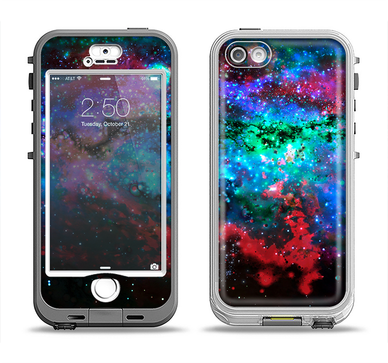 The Neon Colored Paint Universe Apple iPhone 5-5s LifeProof Nuud Case Skin Set