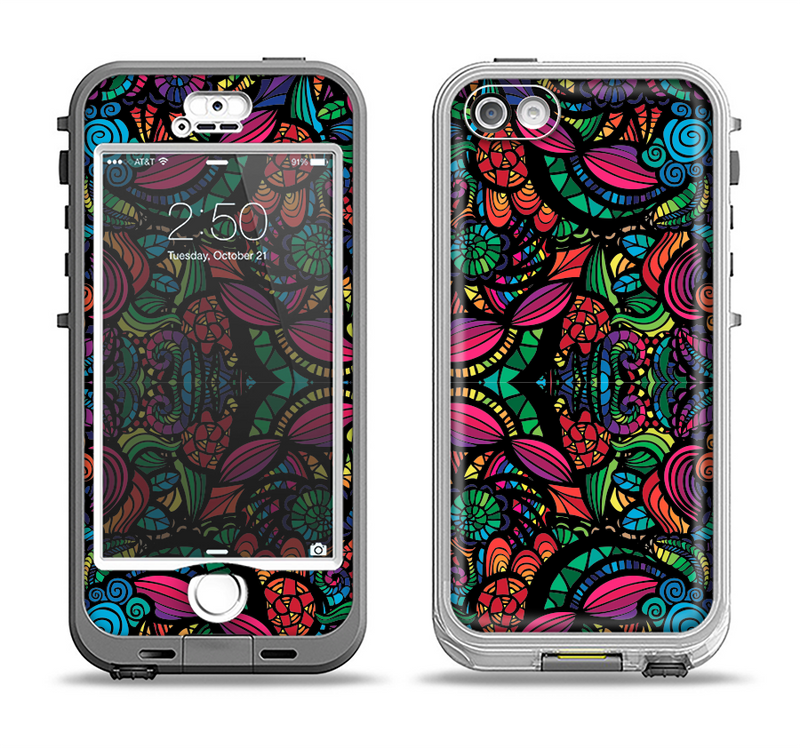 The Neon Colored Vector Seamless Pattern Apple iPhone 5-5s LifeProof Nuud Case Skin Set