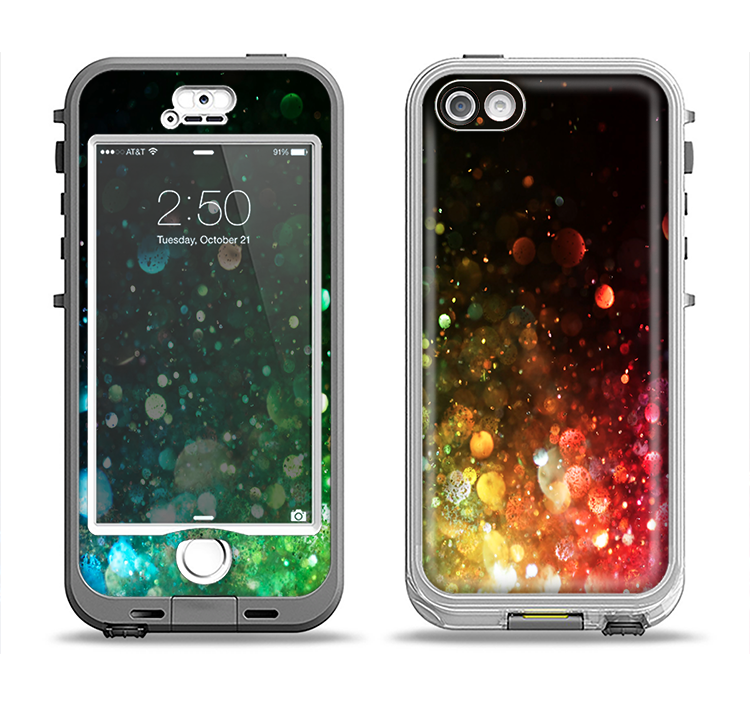 The Neon Glowing Grunge Drops Apple iPhone 5-5s LifeProof Nuud Case Skin Set