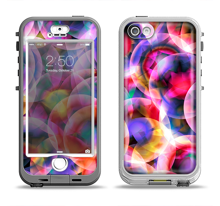 The Neon Glowing Vibrant Cells Apple iPhone 5-5s LifeProof Nuud Case Skin Set