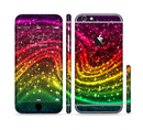 The Neon Mixed Color Starry Waves Sectioned Skin Series for the Apple iPhone 6/6s