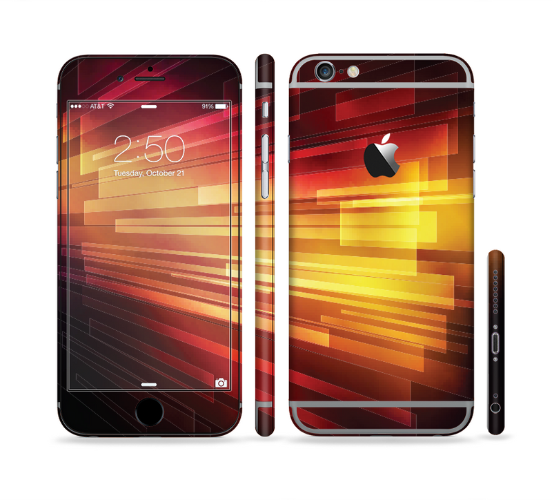 The Neon Orange 3D Rectangles Sectioned Skin Series for the Apple iPhone 6/6s Plus