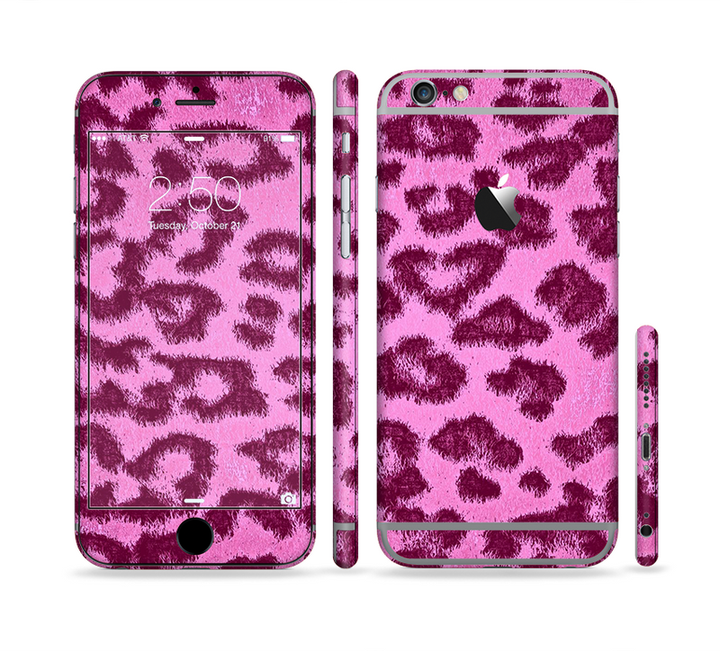 The Neon Pink Cheetah Animal Print Sectioned Skin Series for the Apple iPhone 6/6s Plus