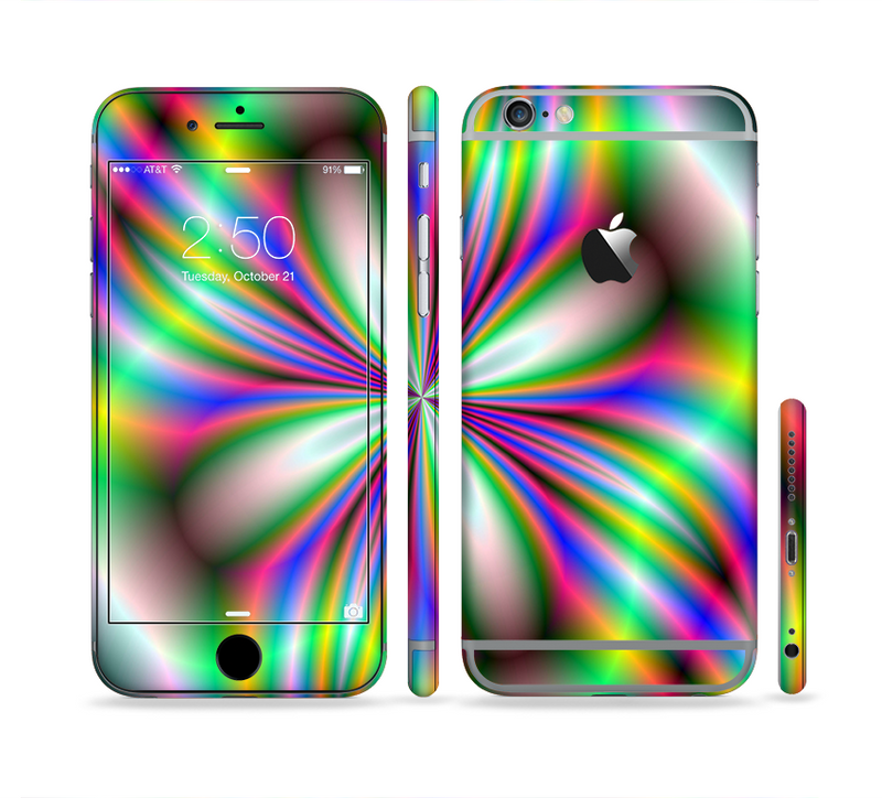 The Neon Tie-Dye Flower Sectioned Skin Series for the Apple iPhone 6/6s Plus