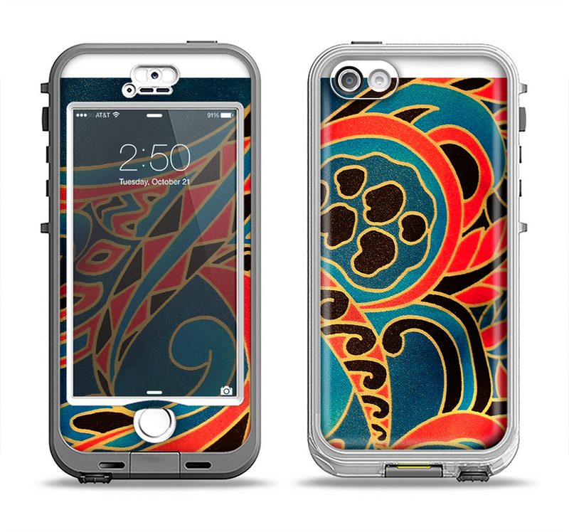 The Orange & Blue Abstract Shapes Apple iPhone 5-5s LifeProof Nuud Case Skin Set