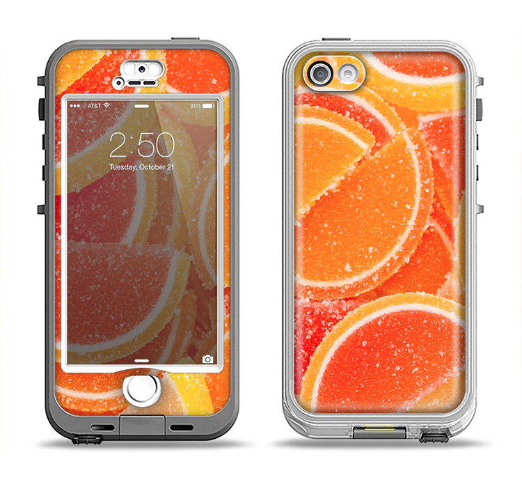 The Orange Candy Slices Apple iPhone 5-5s LifeProof Nuud Case Skin Set