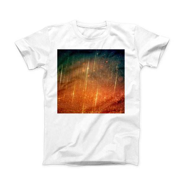The Orange Scratched Surface with Gold Beams ink-Fuzed Front Spot Graphic Unisex Soft-Fitted Tee Shirt