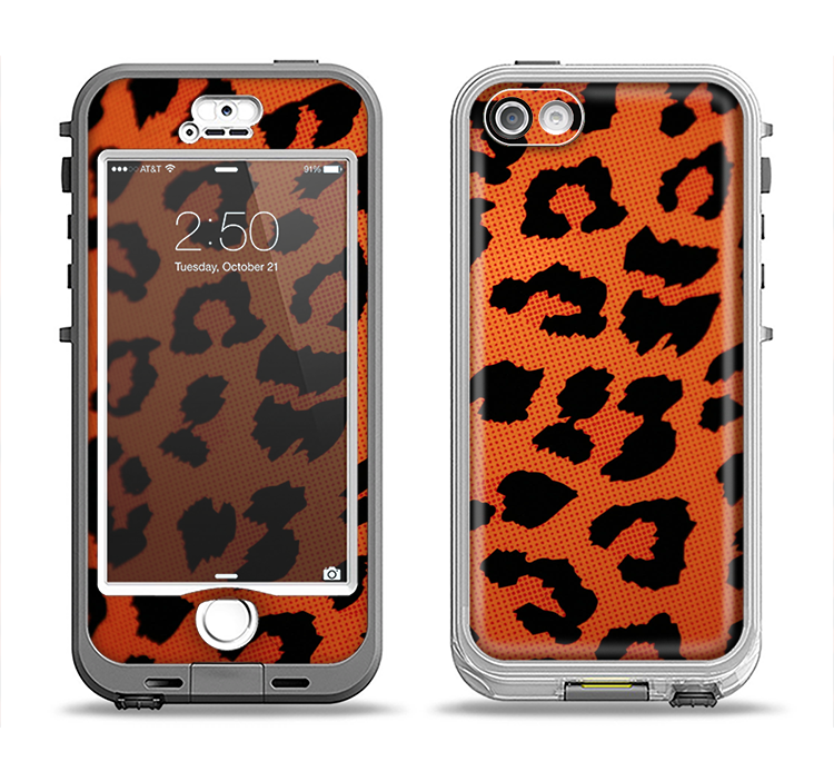 The Orange Vector Animal Print Apple iPhone 5-5s LifeProof Nuud Case Skin Set