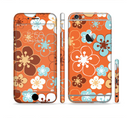 The Orange Vector Floral with Blue Sectioned Skin Series for the Apple iPhone 6/6s
