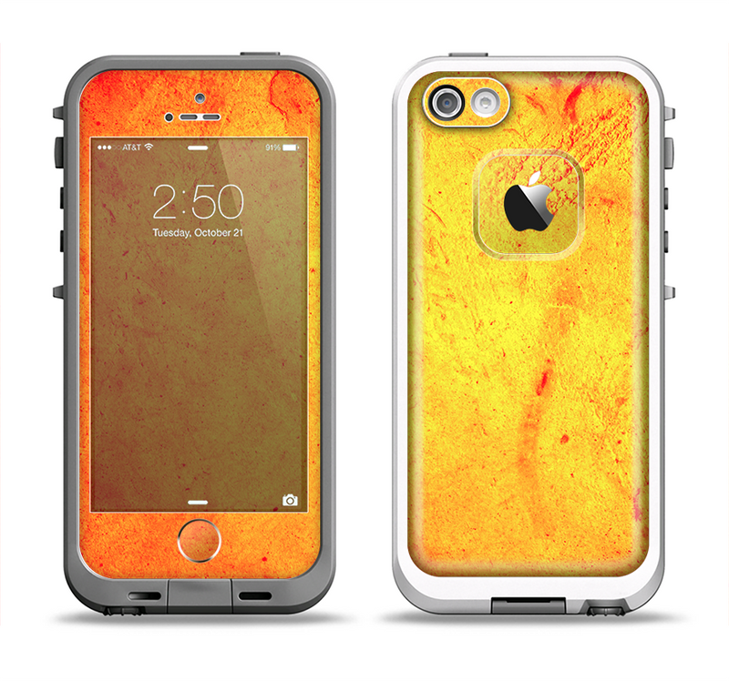 The Orange Vibrant Texture Apple iPhone 5-5s LifeProof Fre Case Skin Set