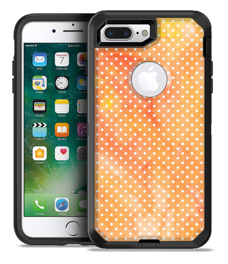 The Orange Watercolor Grunge Surface with Polka Dots - iPhone 7 or 7 Plus Commuter Case Skin Kit