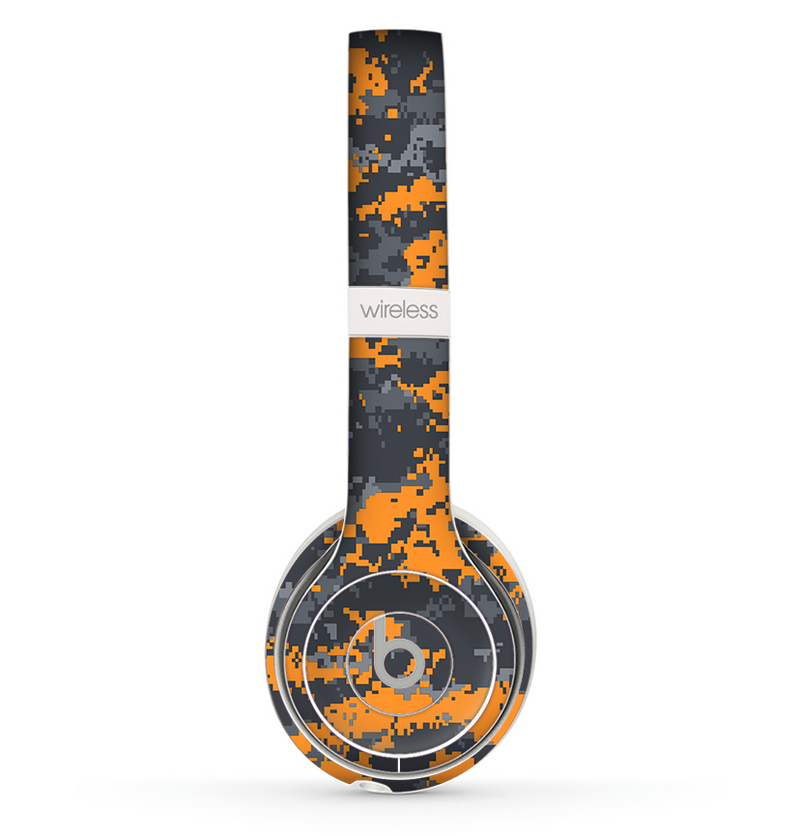 The Orange and Gray Digital Camouflage Skin Set for the Beats by Dre Solo 2 Wireless Headphones