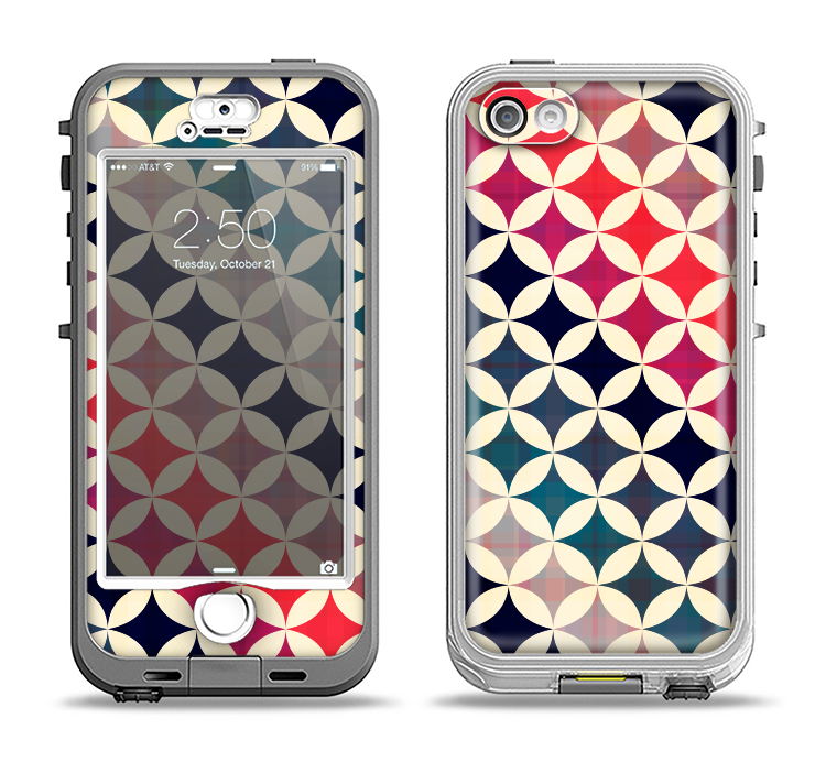 The Overlapping Retro Circles Apple iPhone 5-5s LifeProof Nuud Case Skin Set
