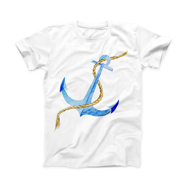 The Painted Blue Summer Anchor ink-Fuzed Front Spot Graphic Unisex Soft-Fitted Tee Shirt
