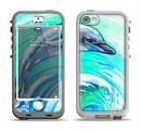 The Pastel Vibrant Blue Dolphin Apple iPhone 5-5s LifeProof Nuud Case Skin Set