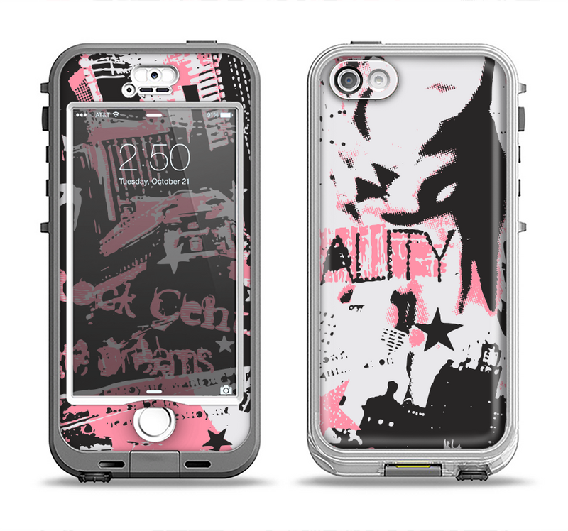 The Pink & Black Abstract Fashion Poster Apple iPhone 5-5s LifeProof Nuud Case Skin Set